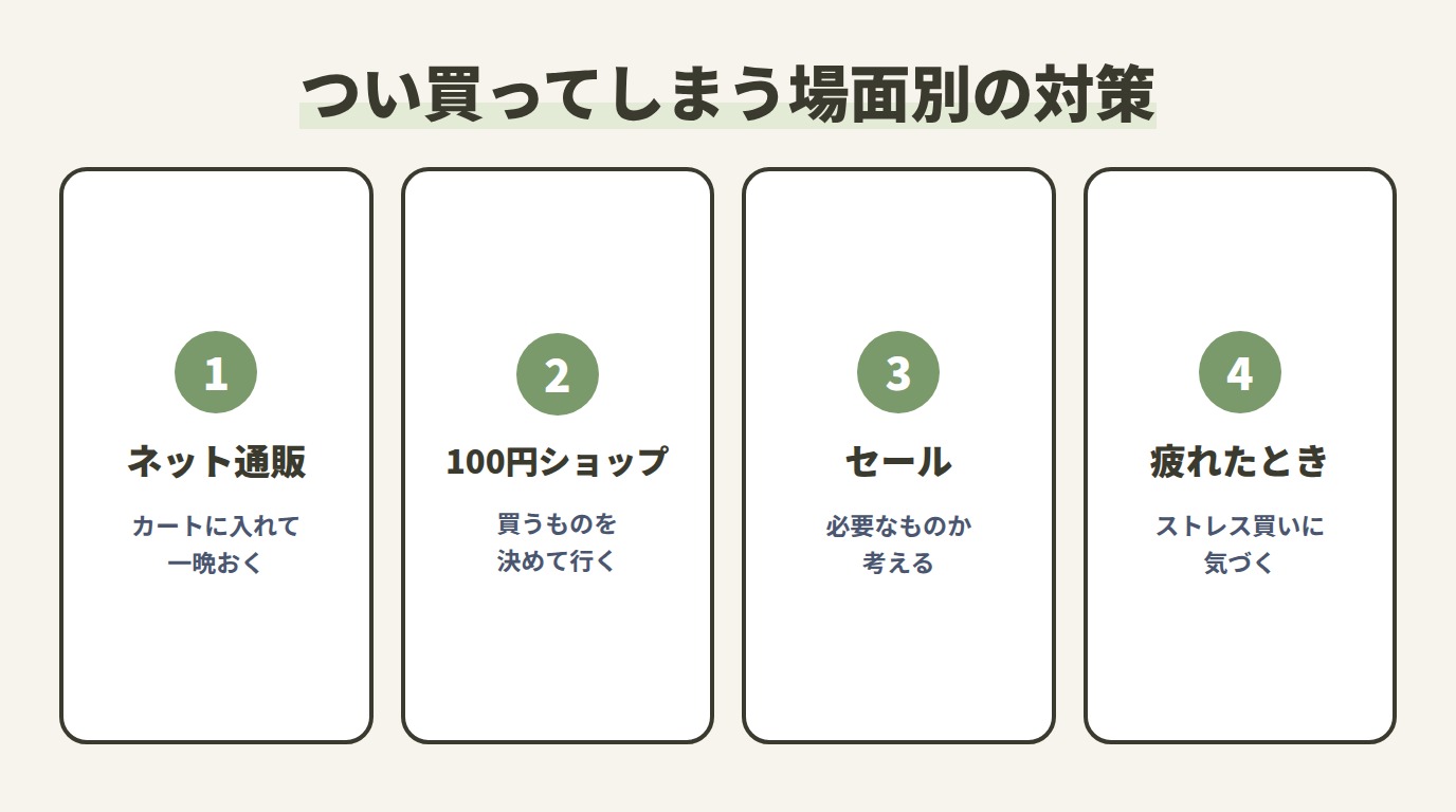 「つい買ってしまう」場面別の対策