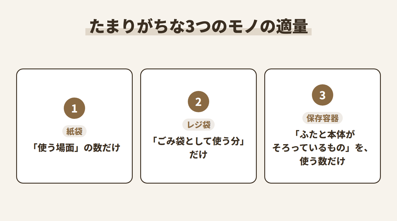 たまりがちな3つのモノの適量
